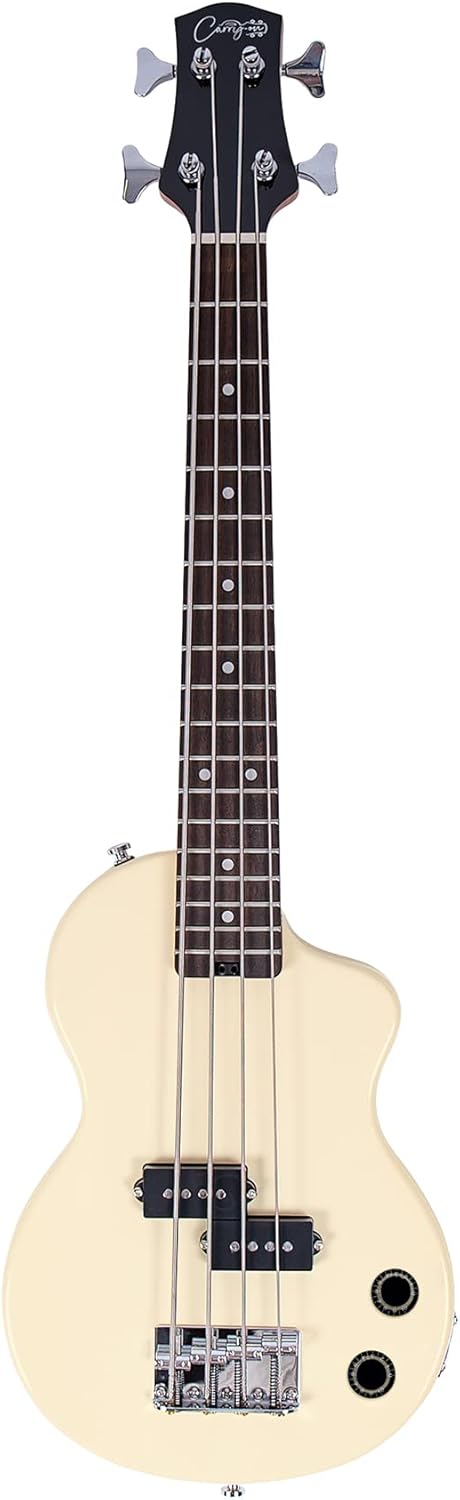 Carry-on By Blackstar Mini Elektrische Basgitaar Vintage Wit Perfect voor Kinderen en Volwassenen, Beginners en Reizen