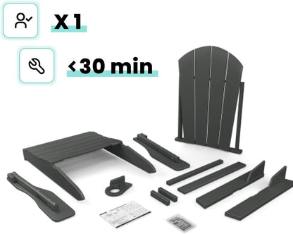 Adirondack Folding Chair for Garden, Patio or Deck - Arm Rests and Cup Holder - Lightweight, Weatherproof - Stylish, Durable Outdoor Furniture for Fire Pit, Beach, Poolside, Porch (Grey)