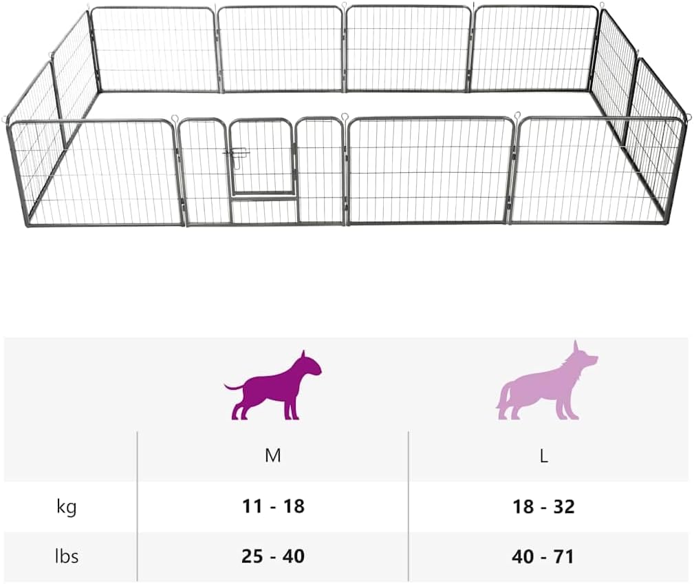 vidaXL Dog run with 12 panels 80x60 cm steel black