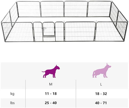 vidaXL Dog run with 12 panels 80x60 cm steel black