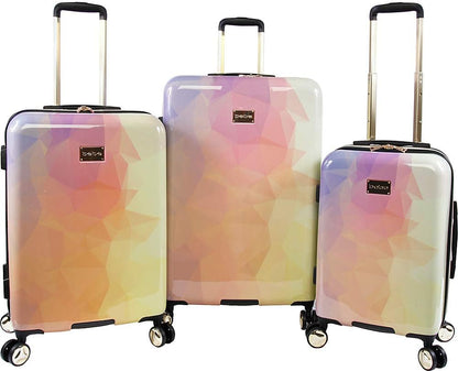 BEBE Women's Emma 3 Pc Spinner Suitcase Set, Gradient Poly, Telescoping Handles One Size