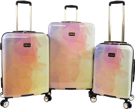 BEBE Women's Emma 3 Pc Spinner Suitcase Set, Gradient Poly, Telescoping Handles One Size