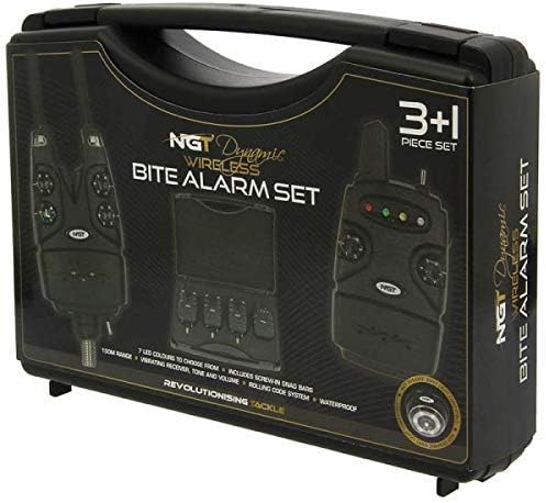 NIEUWE Carp/Grof Vissen 3 st Plus Ontvanger DYNAMIC Bite Alarm Set met 150 m Bereik Volledige Volume & Toon Controle met Inbegrepen Snag Bars en 7 Veelkleurige LED's
