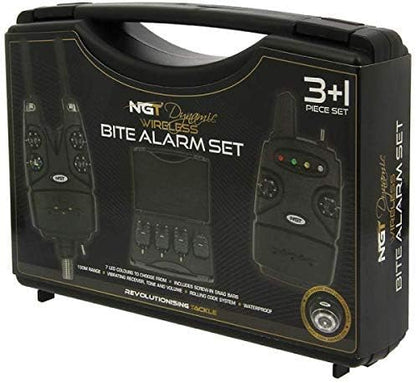 NIEUWE Carp/Grof Vissen 3 st Plus Ontvanger DYNAMIC Bite Alarm Set met 150 m Bereik Volledige Volume & Toon Controle met Inbegrepen Snag Bars en 7 Veelkleurige LED's