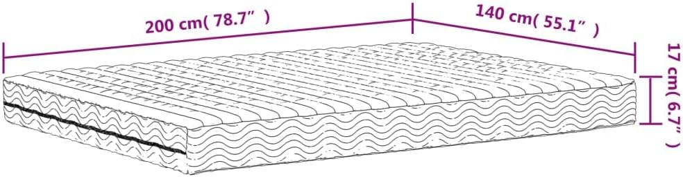 Schuimmatras – Matras – Logeermatras – Bedmatras – Eenpersoonsmatras – Tweezijdige Hardheid H2 & H3 – Ademend Gebreide Hoes – 140 x 200 x 17 cm – 22D PU-Schuim Vulling