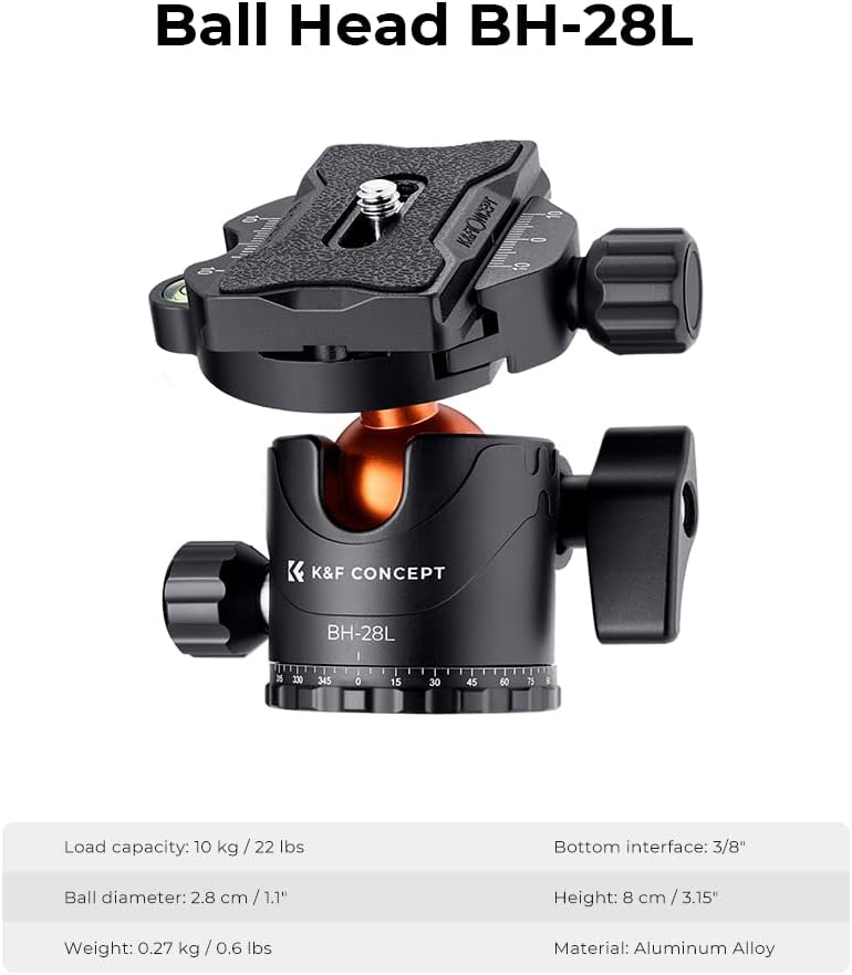 Camerastatief – Fotostatief – Videostatief – Tripod – Voor DSLR Camera – Aluminium 185 cm – 360° Balhoofd