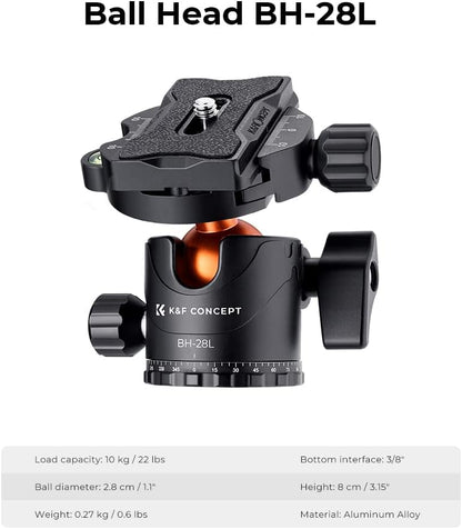 Camerastatief – Fotostatief – Videostatief – Tripod – Voor DSLR Camera – Aluminium 185 cm – 360° Balhoofd