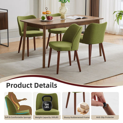 Eetkamerstoelen – Stoelen – Zithoeken – Dining Chairs – Armstoelen – Linnen Bekleding – Dikke Kussens – Houten Poten Met Verstelbare Voeten – Set Van 2 Groen