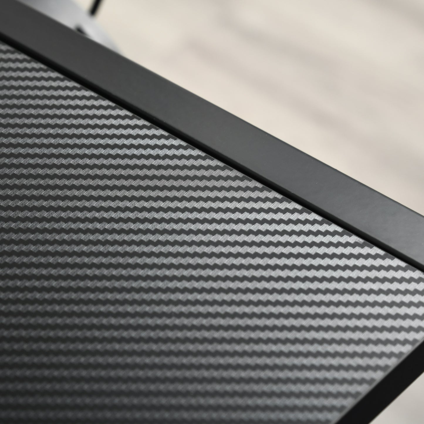 Hoekgamingbureau – Gamingbureau – Computerbureau – Werkbureau – Bureau hoekmodel – Carbon fiber textuur – Verstelbare schermplank – Metalen frame zwart