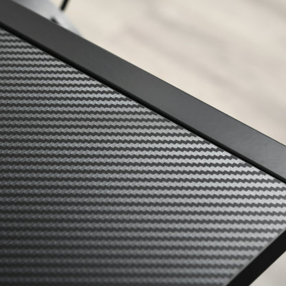 Hoekgamingbureau – Gamingbureau – Computerbureau – Werkbureau – Bureau hoekmodel – Carbon fiber textuur – Verstelbare schermplank – Metalen frame zwart
