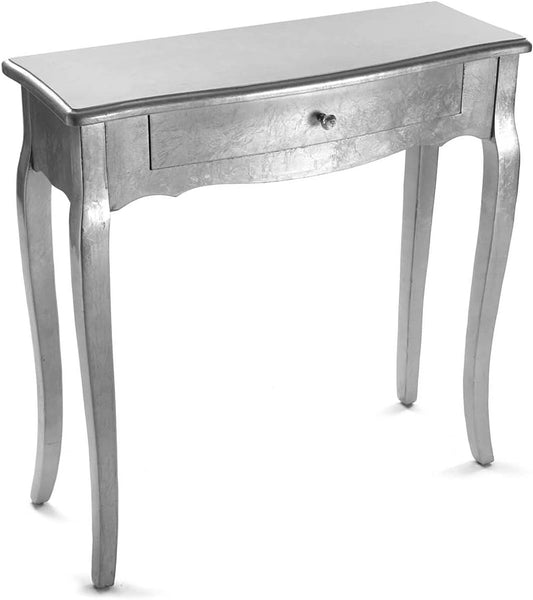 Versa Cagliari Smalle hal of vestibule Entree hal meubilair, Console Tafel, met 1 lade, Afmetingen (H x B x H) 80 x 30 x 80 cm, Hout, Kleur Zilver