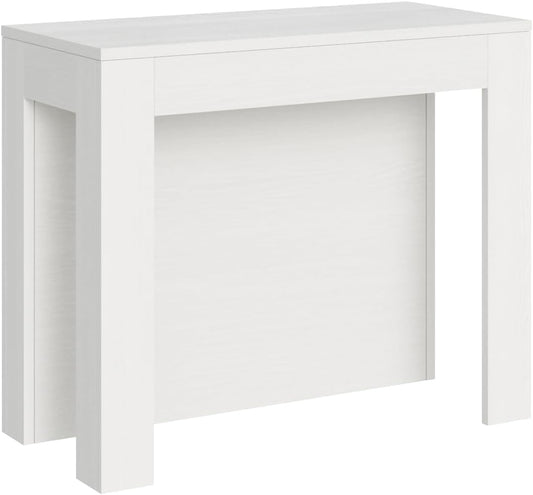 Uittrekbare console Cayman wit essenhout 4 verlengingen 62 cm