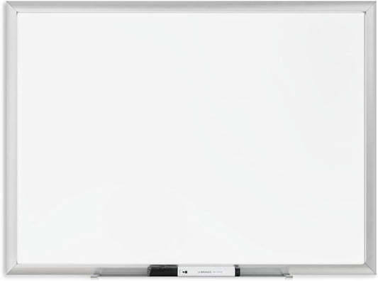 U Brands Magnetisch droog wisbord, 17 x 23 inch, zilver aluminium frame (070U00-01), wit