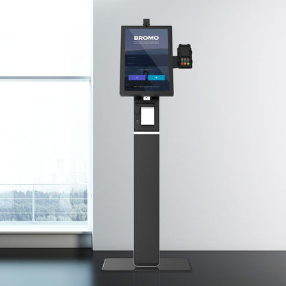 Kiosk VESA Vloerstandaard – Monitorstandaard – Displaystandaard – POS Standaard – Zelfbedieningszuil – Voor 21,5–27 Inch – Volledig Metaal – Printerruimte En Kaartlezerbeugel