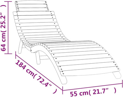 vidaXL Sunbed 184x55x64 cm Solid Acacia Wood White, Outdoor Bed, Sun Bed, Sun Bed, Garden Lounger, Sun Lounger, Outdoor Lounger, Sun Lounger, Wooden Lounger - QUORE