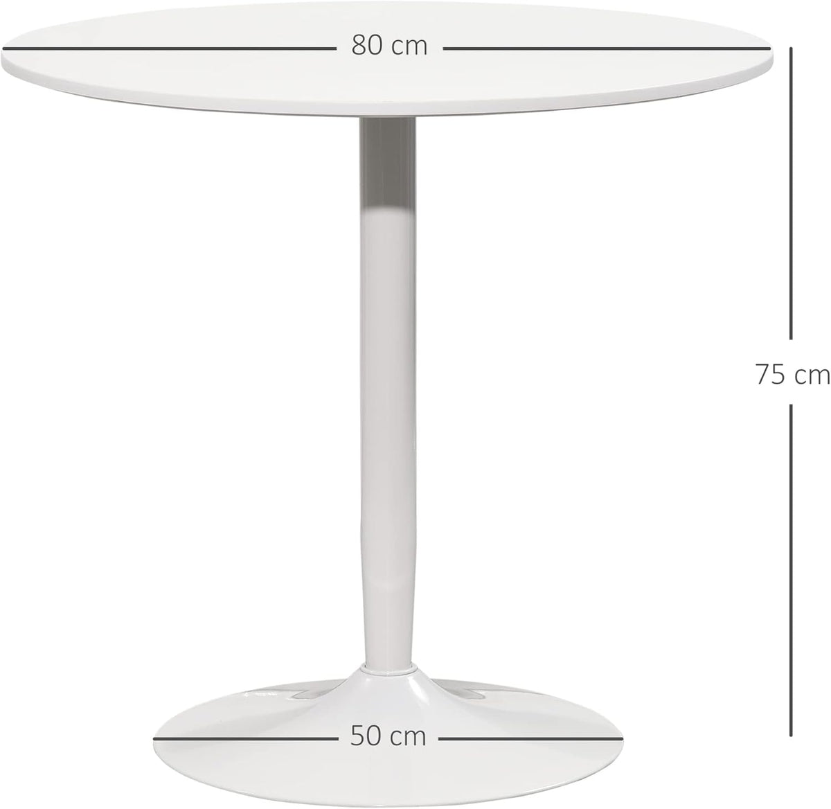 Ronde Eettafel – Keukentafel – Bistrotafel – Bartafel – Koffietafel – Compact Ontwerp Ø80 cm – Stevig MDF Tafelblad