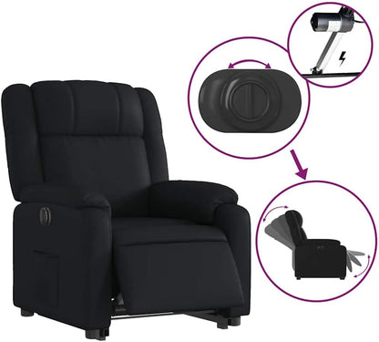 Relaxstoel met opstahulp – Elektrische Relaxfauteuil – Tv-stoel – Ligstoel – Relaxfauteuil – Elektrisch Kantelsysteem – Zwart Kunstleer – Maximaal Comfort