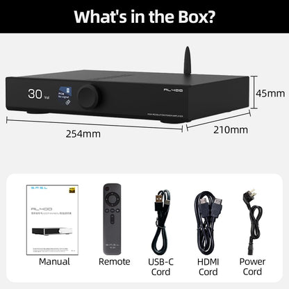 SMSL AL400 DAC-fotoversterker, eindversterker, CA43131-decoderingchip, 4-traps low-pass/5 filtermodi compatibel met MM/MC Phono-cartridges Volledige MQA DAC-ondersteuning DSD Professional EQ/eARC