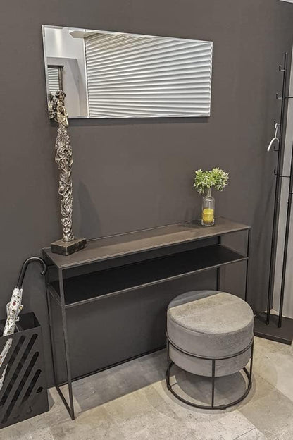 HAKU Console zwart, metaal - Maat: B 112 cm x H 81 cm x D 28 cm, Stijl: Modern