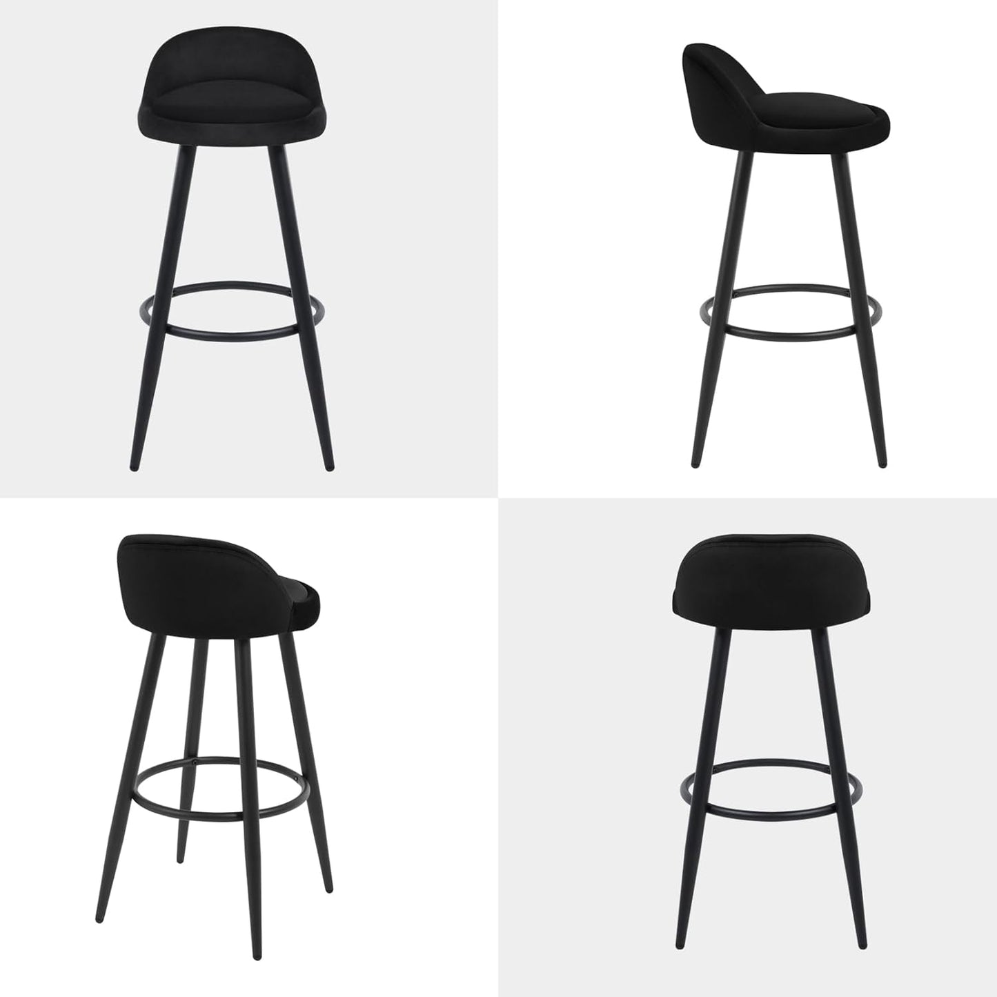Barkruk Set van 2 - Stoel - Kleine stoel - Keukenstoel - 37,5 cm x 34 cm - Zwart