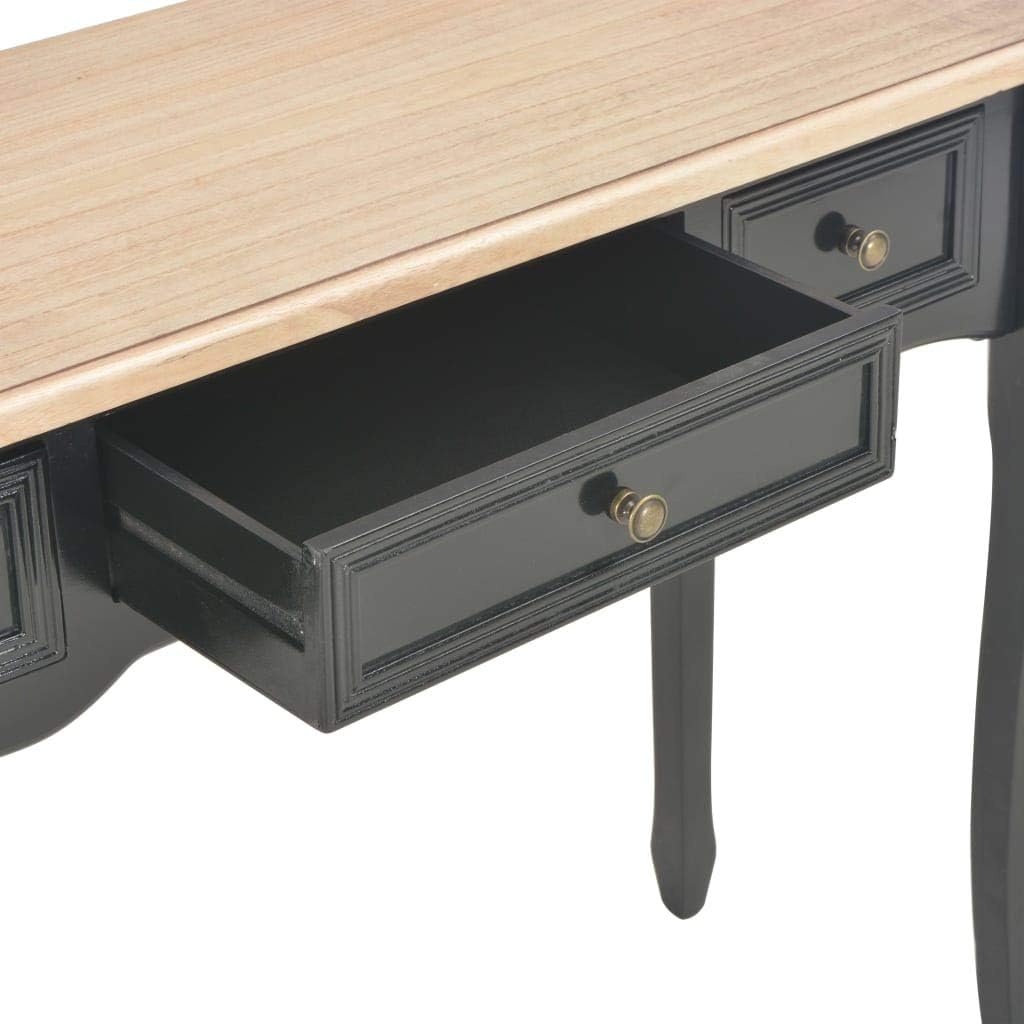 vidaXL Side Table with 3 Drawers Black Dressing Table Makeup Table Bedroom Table