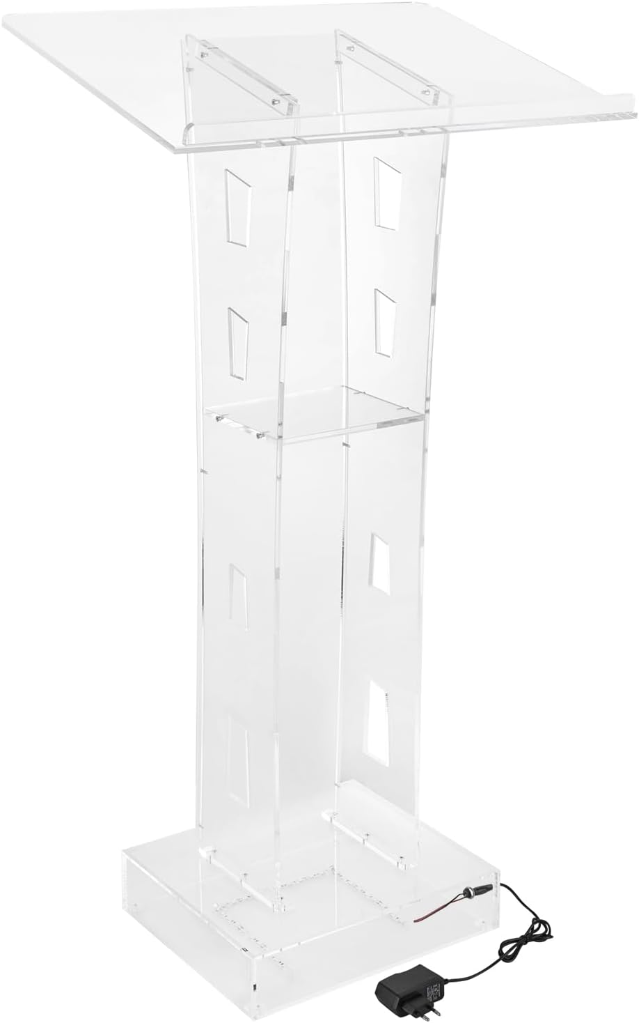 LED Transparent Acrylic Podium Mobile Church Standing Desk Portable Tasty Desk School Event Conference Clear Lectern Desk Stage Master of Ceremonies Clear Chancel Event - QUORE