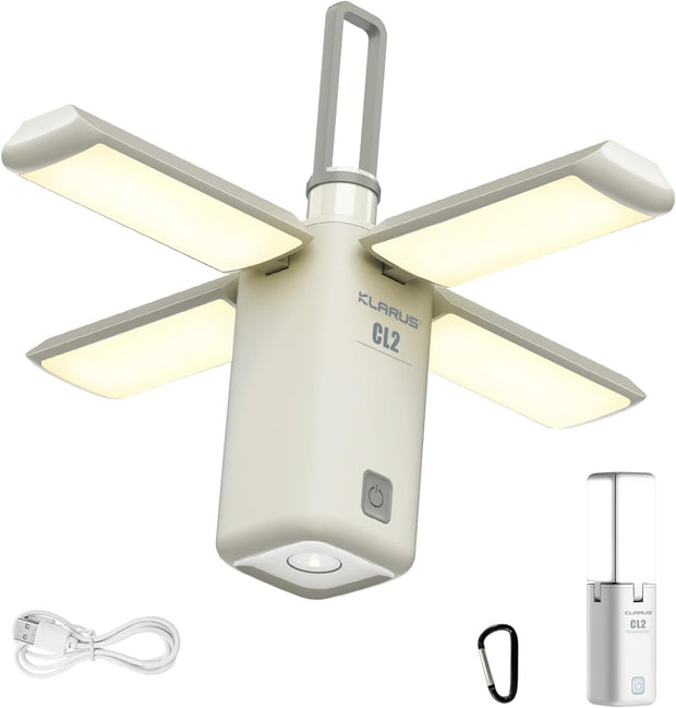 KLARUS CL2 multifunctionele campinglantaarn, 10000mAh oplaadbare campinglamp, 750 lumen opvouwbare campinglamp met 8 lichtstanden, IPX5 waterdichte LED-lantaarn voor tenten Outdoor Fishing Emergency