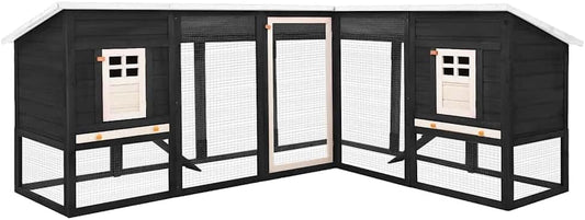 Houten Konijnenhok – Buitenren – Dierenhok – Kleine Huisdieren Kooi – Ren Voor Konijnen – Ruim Design – Massief Grenenhout – Waterafstotend Dak – Grijs/Wit