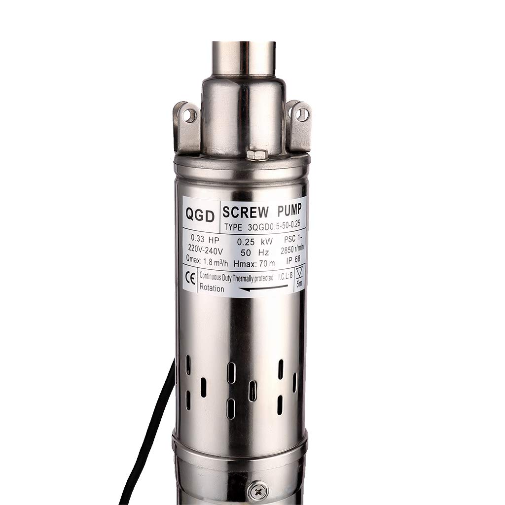 waterpomp 250W 0.33HP dompelpomp diepe putpomp kan worden gebruikt voor 70M putdiepte tot 1800L / H (met propeller) voor industrie en landbouw
