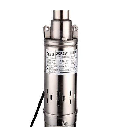 waterpomp 250W 0.33HP dompelpomp diepe putpomp kan worden gebruikt voor 70M putdiepte tot 1800L / H (met propeller) voor industrie en landbouw