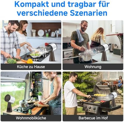 Draagbare afzuigkap – Tafelafzuigkap – Keukenafzuigkap – Dampkap – Keukenventilator – Bruin – 3 snelheden – 120 m³/h zuigvermogen