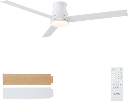 CJOY Plafondventilator met licht, 152 cm, plafondventilator, stil, met afstandsbediening, 6 snelheden, 3 CCT, dimbaar, stil, omkeerbaar, DC, geheugenfunctie, inbouwmontage, tweekleurig