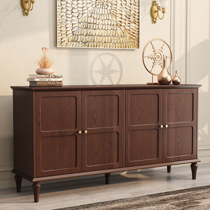 Dressoir – Sideboard – Buffetkast – Opbergkast – Kast – Mid-Century Modern – 4 Deuren & Wijnrek – Hoogwaardig Houtvezelplaat – Vrijstaand & Ruime Opbergruimte 3,2+ Kubieke Voet