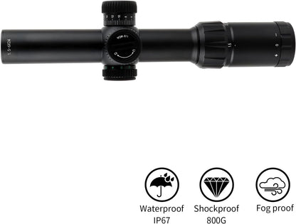 FOCUHUNTER 1,5 - 6 x 24 mm telescoop, zijdelingse parallaxcompensatie optische monoculair, groene volledig multigecoate 30 mm buiszoeker met 4 montageringen