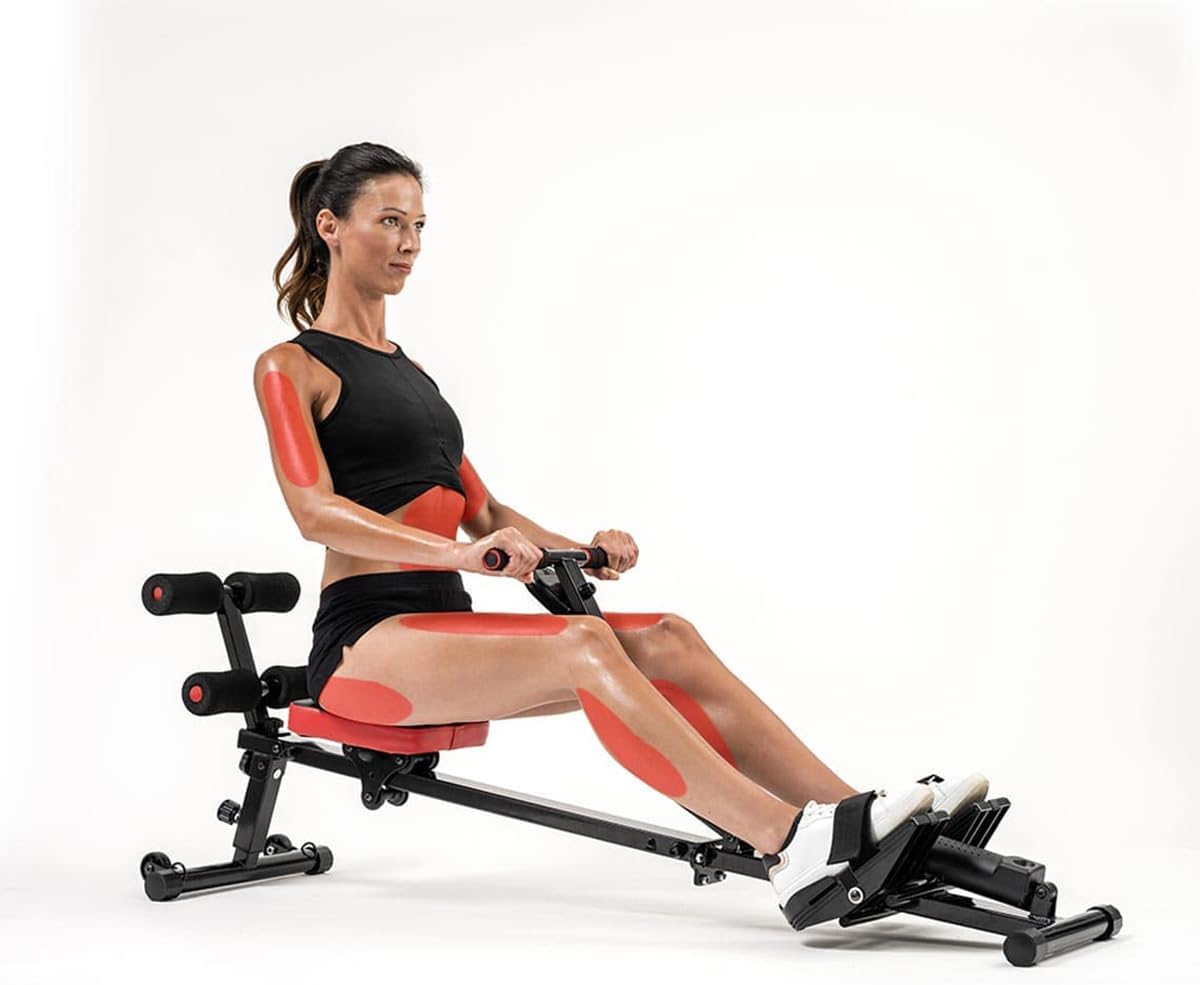 Kendox RowShaper - Rowing machine for home - Fitness device for cardio and strength training - Fitness Rowing device with LCD display for home training - Load capacity up to 120 kg - QUORE