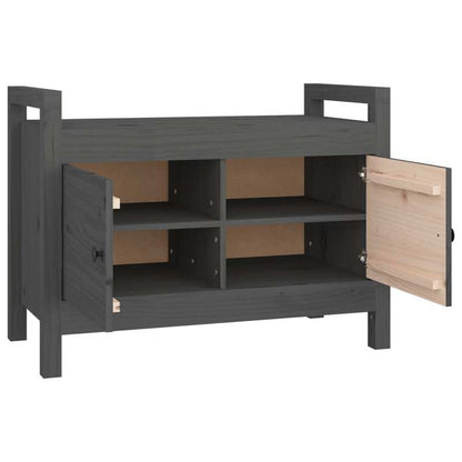 Modern Gray Solid Pine Wood Half Bench with Storage - 80x40x60cm, Perfect for Entryway or Living Room, Dual-Function Shoe Rack & Organizer Stool, Shoe Storage Bench