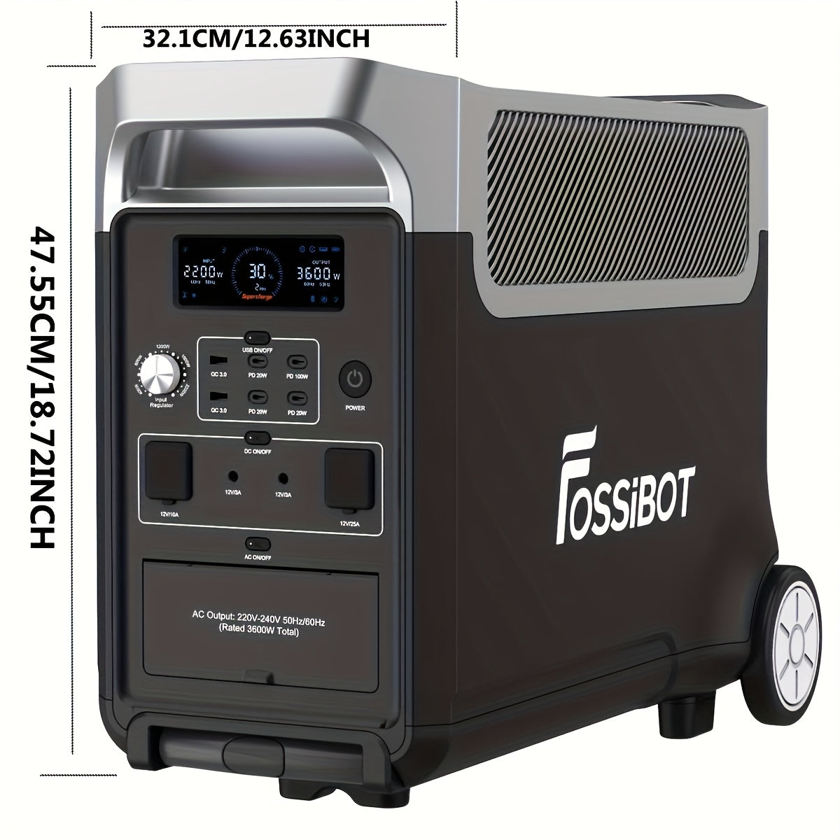 Draagbare Generator – Powerstation – Noodstroomvoorziening – Campingaccu – Lithium Batterij – 2048Wh LiFePO4 – 2400W Continu Vermogen – 3x 230V AC Uitgangen