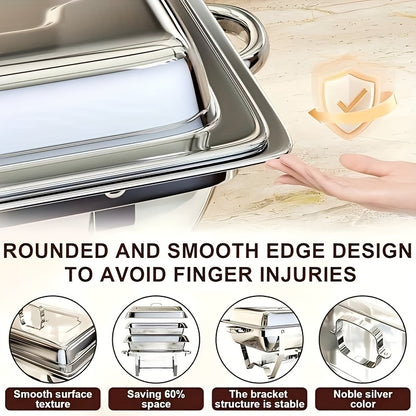 Chafing Dishes – Buffet Warmhouders – Voedselwarmers – Warmhoudbakken – Buffet Schalen – 6 Stuks Set – Roestvrij Staal – 9 Liter Inhoud