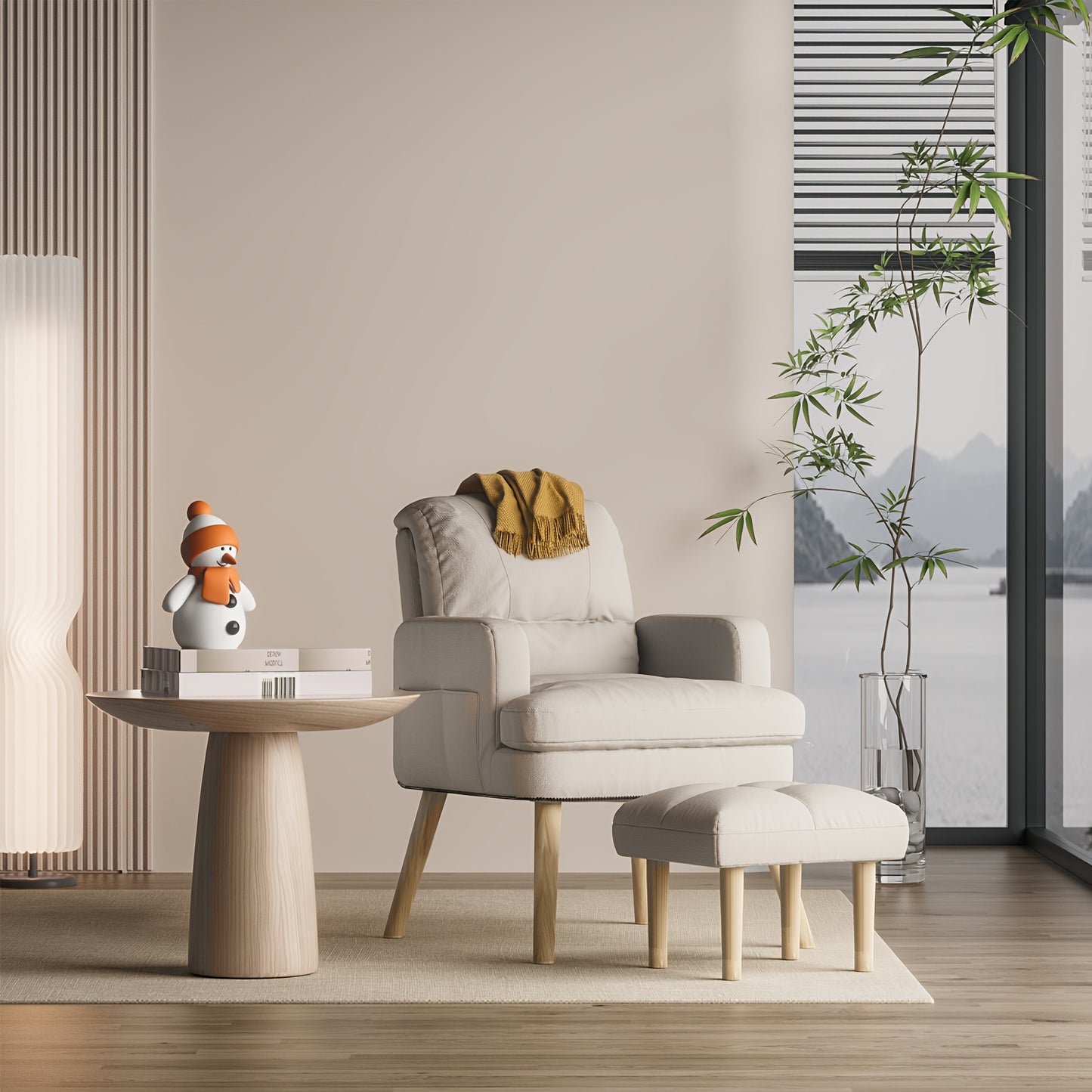 Relaxstoel – Leisure Fauteuil – Verstelbare Fauteuil – Zitstoel – Leunstoel – Verstelbare Rugleuning – Inclusief Voetenbank – Katoen-Linnen Bekleding