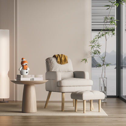 Relaxstoel – Leisure Fauteuil – Verstelbare Fauteuil – Zitstoel – Leunstoel – Verstelbare Rugleuning – Inclusief Voetenbank – Katoen-Linnen Bekleding