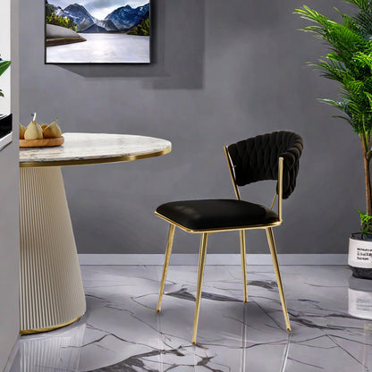 Eetkamerstoel – Eettafelstoel – Keukenstoel – Kuipstoel – Stoel – Fluwelen Bekleding – Gouden Metalen Poten – Ergonomisch Design