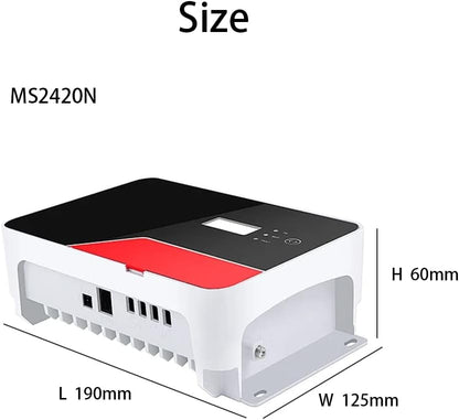 SolaMr 20A MPPT Zonne-Laadregelaar 12V/24V met LCD-scherm met Achtergrondverlichting en Ingebouwde Bluetooth voor verzegelde/Gel/open Lithium/gebruikergedefinieerde batterijen-MS2420N