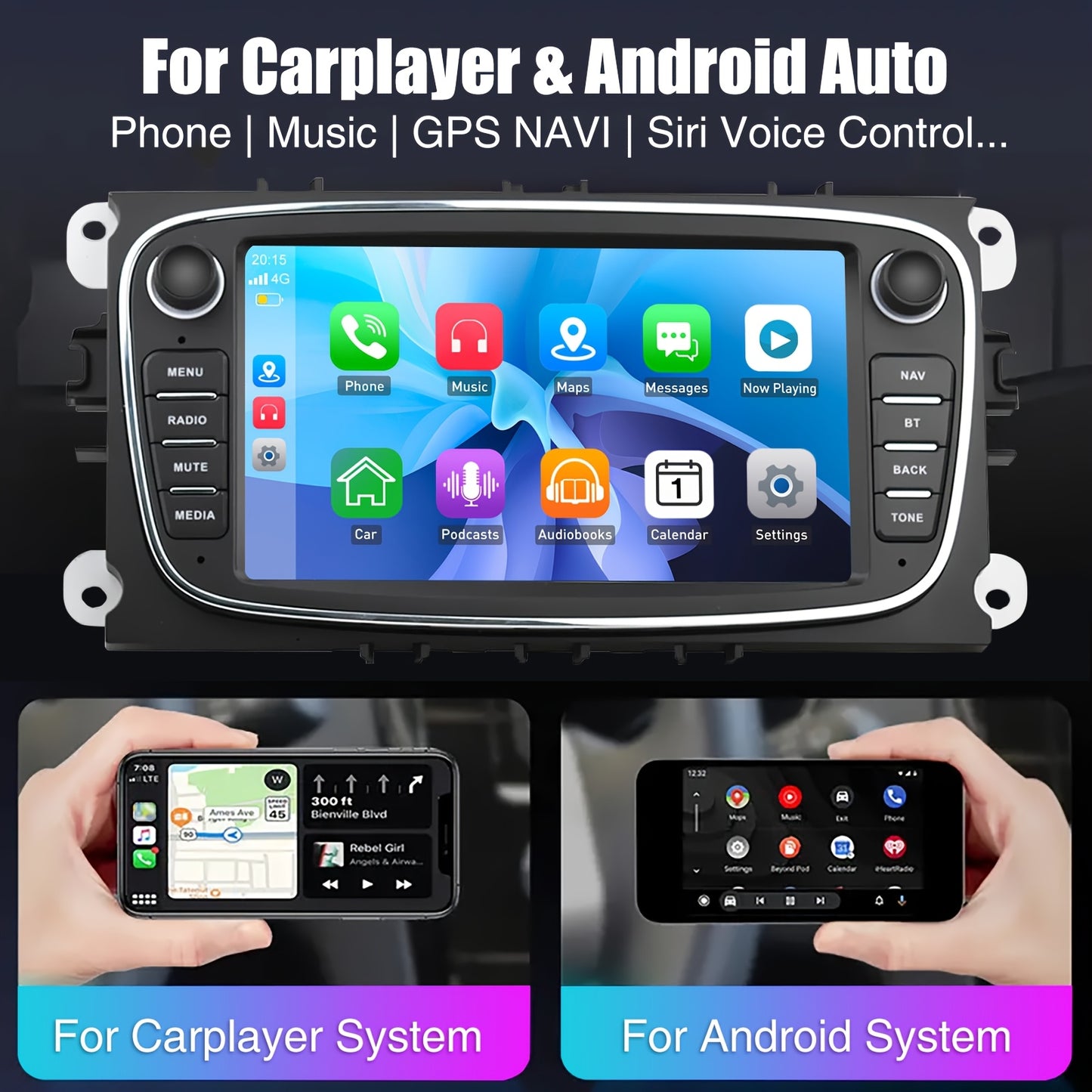 Autoradio – Multimedia Systeem – Auto Stereo – 2-DIN Radio – Android 14 Navigatie – 7-Inch HD Touchscreen – 4GB RAM + 64GB Opslag – DAB+ Optioneel