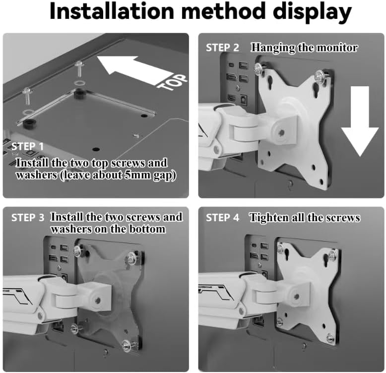 ETHU Dual Monitor houder, bureauhouder voor 13-32 inch monitoren (2-9 kg), in hoogte verstelbaar met kantelbaar, draaibaar, draaibaar, gasveer, beeldschermhouder, 2 monitoren VESA 75 & 100 (zwart)