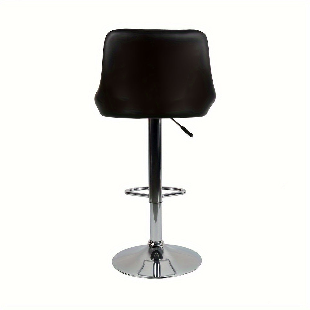 Barstoel – Barkruk – Keukenstoel – Hoogstoel – Draaistoel – Verstelbaar 55-75 cm – Zwart PU Leer – Ergonomisch Wingback Design Met Voetsteun