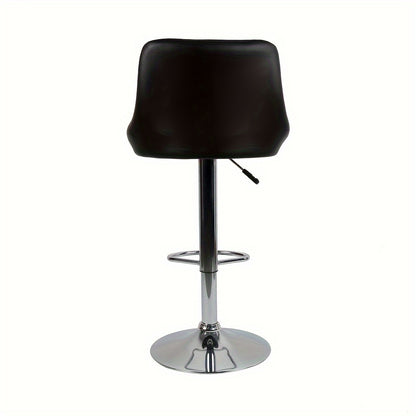 Barstoel – Barkruk – Keukenstoel – Hoogstoel – Draaistoel – Verstelbaar 55-75 cm – Zwart PU Leer – Ergonomisch Wingback Design Met Voetsteun