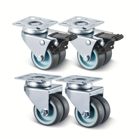 Zwenkwielen – Meubelwielen – Transportwielen – Remwielen – Zwenkrollen – Set Van 4 – 50 mm – Met Remfunctie – Draagvermogen 400 kg