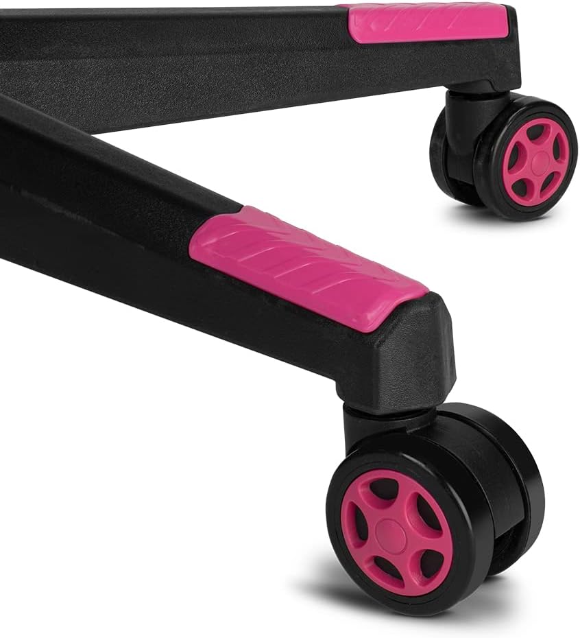 DRIFT Gaming Chair DR90 -DR90GP - Professionele Gaming Stoel, ademende stof, gestoffeerde 2D armleuningen, versterkte nylon basis, klasse 4 zuiger, kantelbaar, lumbaal/cervicaal kussen, grijs/roze