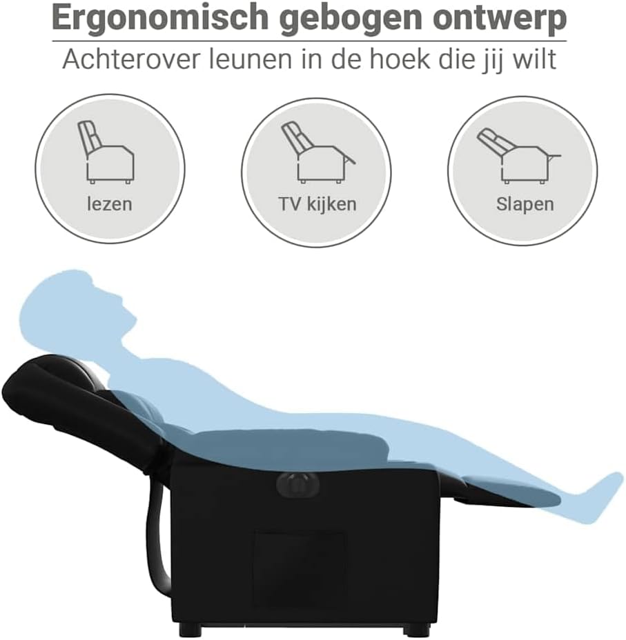 Elektrische Sta-Op Stoel – Sta-Op Fauteuil – Verstelbare Relaxstoel – Elektrische Relaxfauteuil – Lederen Sta-Op Stoel – Elektrische Liftfunctie – Verstelbare Rugleuning tot 135°