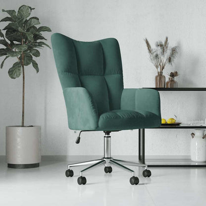 Relaxstoel Donkergroen – Fauteuil – Tv-Stoel – Leunstoel – Ligstoel – Verstelbare Zithoogte – 360° Draaibaar Met Wieltjes